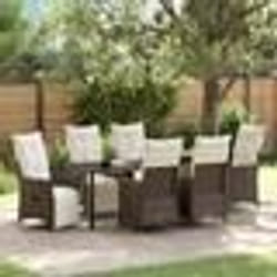 vidaXL Set de jardin de 7 pièces avec coussins en résine tressée marron.