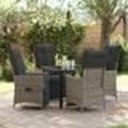 vidaXL Ensemble de salon de jardin 5 pièces avec coussins gris en poly rotin