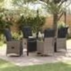 vidaXL Ensemble de salle à manger de jardin de 5 pièces avec coussins en poly rotin gris