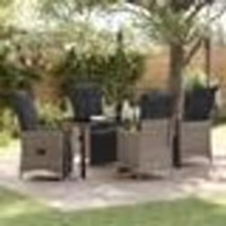 vidaXL Ensemble de salle à manger de jardin de 5 pièces avec coussins en polyrotin gris