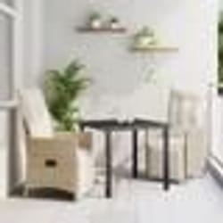 vidaXL Ensemble de salle à manger de jardin de 3 pièces avec coussins beige en rattan poly