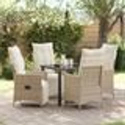vidaXL Ensemble de salle à manger de jardin de 5 pièces avec coussins en poly rotin beige