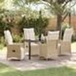 vidaXL Ensemble de jardin 5 pièces avec coussins en rotin poly beige