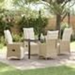 vidaXL Ensemble de jardin 5 pièces avec coussins en rotin poly beige