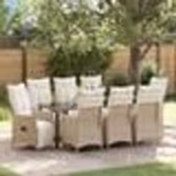 vidaXL Ensemble de salle à manger de jardin de 9 pièces avec coussins beige en rotin synthétique
