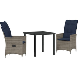 Vidaxl - Ensemble de Salle à Manger de Jardin 3 Pièces avec Coussins en Rattan Poly Gris