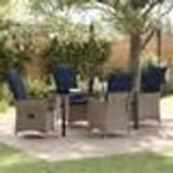 Ensemble de salle à manger de jardin vidaXL de 5 pièces avec coussins gris en poly rotin