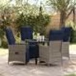 Ensemble de Salle à Manger de Jardin vidaXL 5 Pièces avec Coussins Gris Poly Rattan