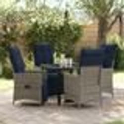Ensemble de Salle à Manger de Jardin vidaXL 5 Pièces avec Coussins Gris Poly Rattan