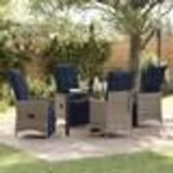 Ensemble de salle à manger jardin vidaXL 5 pièces avec coussins poly-rotin gris