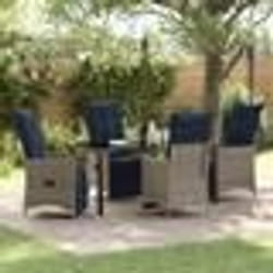Ensemble de salle à manger de jardin 5 pièces vidaXL avec coussins gris en poly rotin
