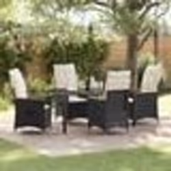 vidaXL Set de salle à manger de jardin 5 pièces avec coussins en polyrotin noir.