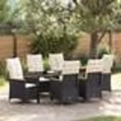 vidaXL Ensemble de salle à manger de jardin 7 pièces avec coussins en poly rattan noir.