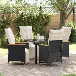 vidaXL Set de salle à manger de jardin de 5 pièces avec coussins en rotin synthétique noir