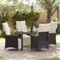 vidaXL Ensemble de salle à manger de jardin de 5 pièces avec coussins noirs en rattan synthétique.