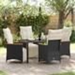 vidaXL Ensemble de salle à manger de jardin de 5 pièces avec coussins noirs en rattan synthétique.