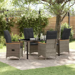 vidaXL Ensemble de salle à manger pour jardin 5 pcs Gris Poly rotin