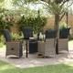 vidaXL Ensemble de salle à manger de jardin de 5 pièces avec des coussins en polyrotin gris.