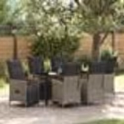 vidaXL Ensemble de salle à manger de jardin de 7 pièces avec des coussins en rattan poly gris