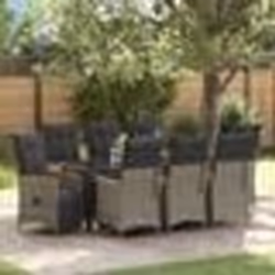 vidaXL Ensemble de salle à manger de jardin , 9 pièces avec coussins en poly rattan gris.