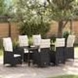 vidaXL Ensemble de salle à manger de jardin 7 pièces avec coussins en poly rotin noir