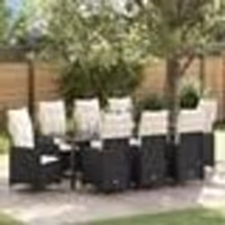 vidaXL Ensemble de salle à manger de jardin 9 pièces avec coussins en poly rotin noir