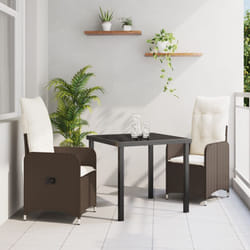 Ensemble de salle à manger de jardin 3 pièces avec coussins marron poly rattan vidaXL