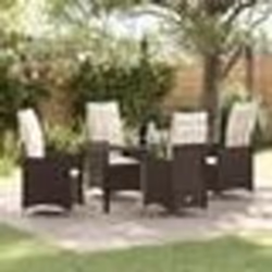 vidaXL Set de salle à manger de jardin 5 pièces avec coussins en poly rattan marron