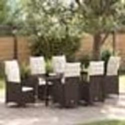 vidaXL Ensemble de salle à manger de jardin 7 pièces avec coussins marron en poly rotin