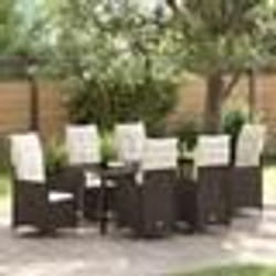 vidaXL Ensemble de salle à manger de jardin 7 pièces avec coussins marron en poly rotin