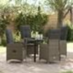 vidaXL Ensemble de salle à manger de jardin 5 pièces avec coussins en polyrotin gris.