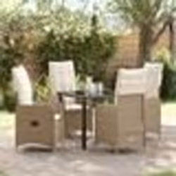 vidaXL Ensemble de salle à manger de jardin 5 pièces avec coussins beige en poly rotin.