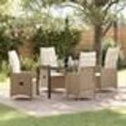 vidaXL Ensemble de dîner de jardin 5 pièces avec coussins Beige en poly rotin