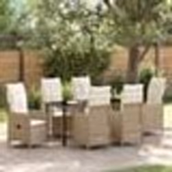 vidaXL Ensemble de repas de jardin 7 pièces avec coussins en poly rotin beige
