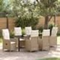 vidaXL Ensemble de salle à manger de jardin 7 pièces avec coussins, beige en poly rotin