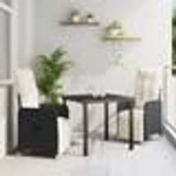 vidaXL Ensemble de salle à manger de jardin 3 pièces avec coussins noir en poly rotin