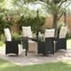 vidaXL Ensemble de salle à manger de jardin 5 pièces avec coussins en poly rotin noir