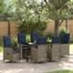 vidaXL Ensemble de salle à manger de jardin 7 pièces avec coussins en polyrotin noir