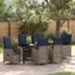 vidaXL Ensemble de salle à manger de jardin de 7 pièces avec coussins, Noir en poly rotin