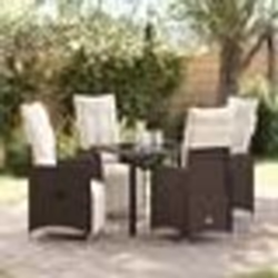 vidaXL Ensemble de salle à manger de jardin , 5 pièces avec coussins en poly rotin marron
