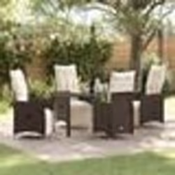 vidaXL Ensemble de salle à manger de jardin 5 pièces avec coussins en poly rotin marron