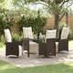 vidaXL Ensemble de salle à manger de jardin 5 pièces avec coussins en poly rotin marron