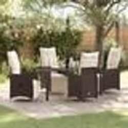 vidaXL Ensemble de salle à manger de jardin 5 pièces Marron avec coussins en rotin synthétique.