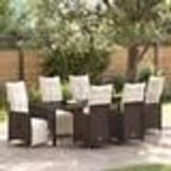 vidaXL Ensemble de salle à manger de jardin 7 pièces avec coussins en poly rattan marron