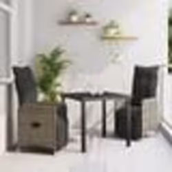 vidaXL Ensemble de repas de jardin 3 pièces avec coussins en poly rotin gris