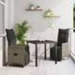 vidaXL Ensemble de repas de jardin 3 pièces avec coussins en poly rotin gris