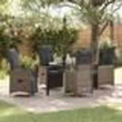 vidaXL Ensemble de jardin 5 pièces avec coussins en polyrotin gris