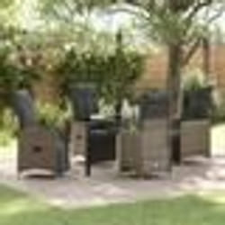 vidaXL Ensemble de jardin 5 pièces avec coussins en polyrotin gris
