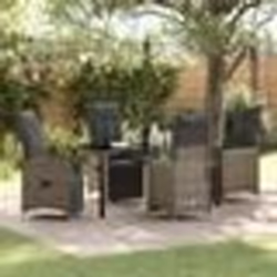 vidaXL Ensemble de salle à manger de jardin 5 pièces avec coussins gris en poly rotin