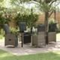 vidaXL Ensemble de salle à manger de jardin 5 pièces avec coussins gris en poly rotin